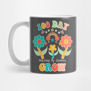 Happy 100th Day Of School,100th day of brighter, 100 days wiser, 100 days sharper, groovy retro leopard Mug